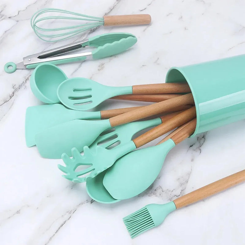 Kit de colheres de silicone para cozinha