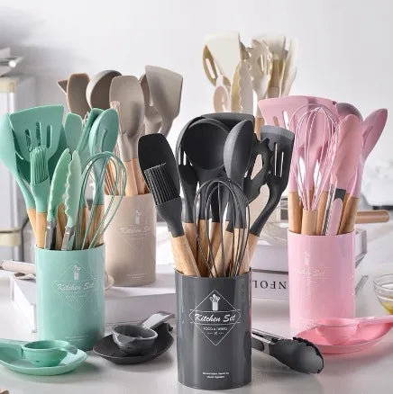 Kit de colheres de silicone para cozinha
