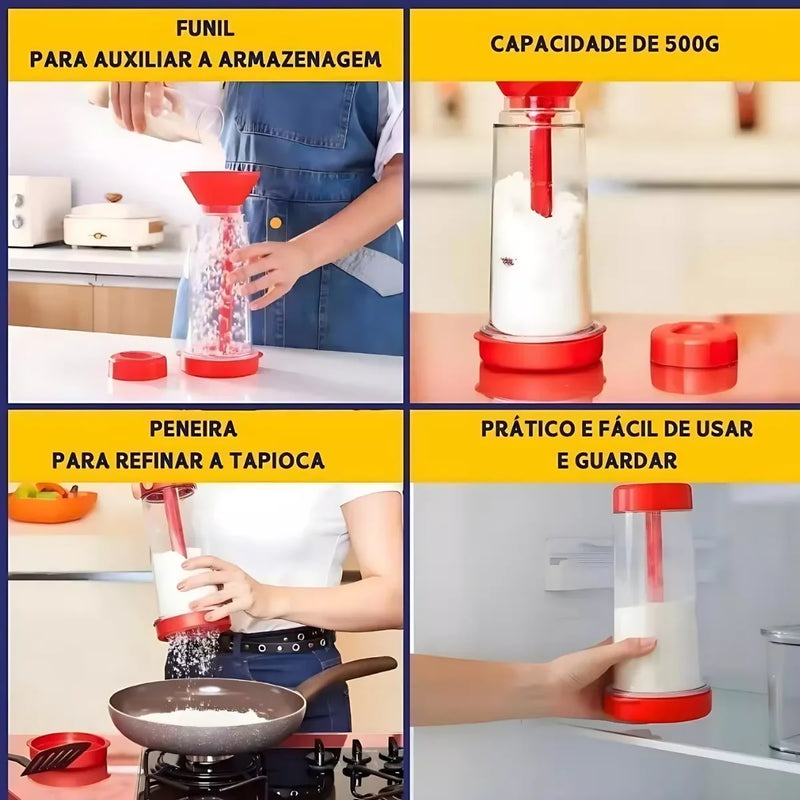 Peneira Multiuso para Tapioca, Açúcar, Farinha e Café – Inox com Plástico Resistente