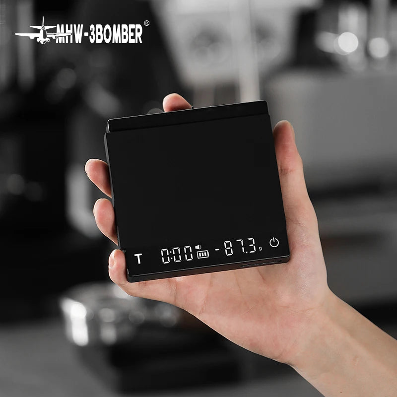 Balança Digital de Precisão MHW-3BOMBER – Para Café, Cozinha e Expresso | Recarregável e Inteligente
