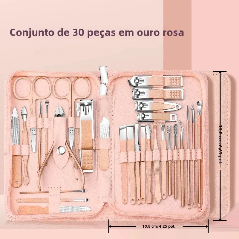 Kit de Manicure e Pedicure Profissional com 30 Peças – Precisão, Estilo e Praticidade