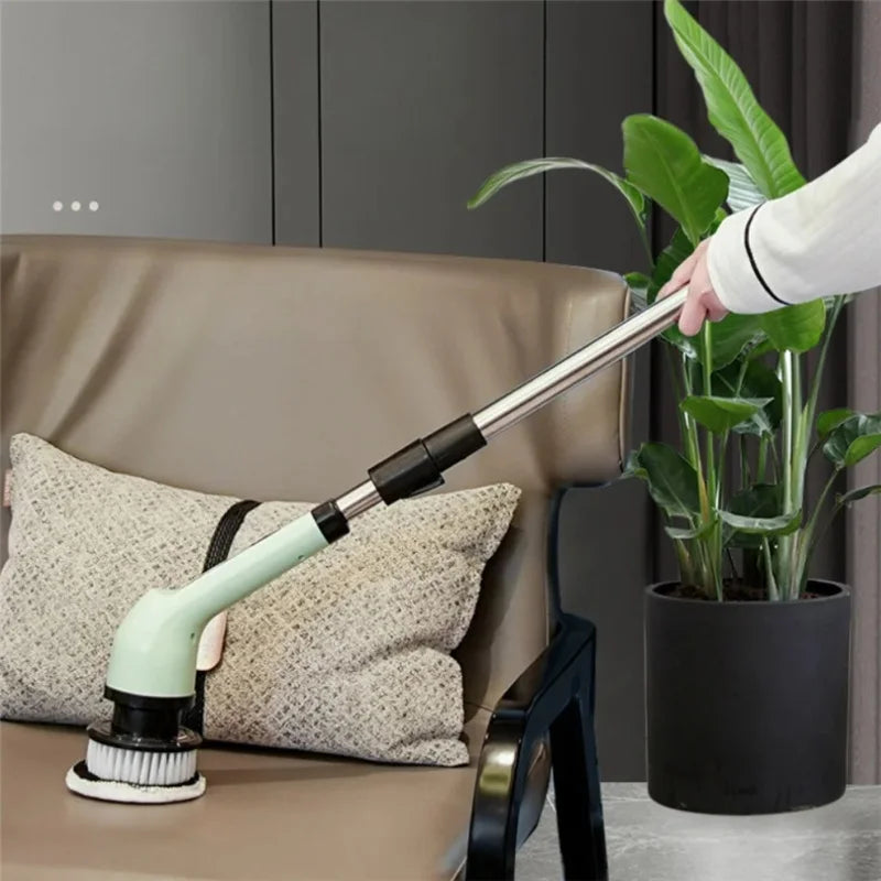 Escova Elétrica 9 em 1 – Limpeza Sem Esforço com Cabo Extensível e Cabeças Intercambiáveis