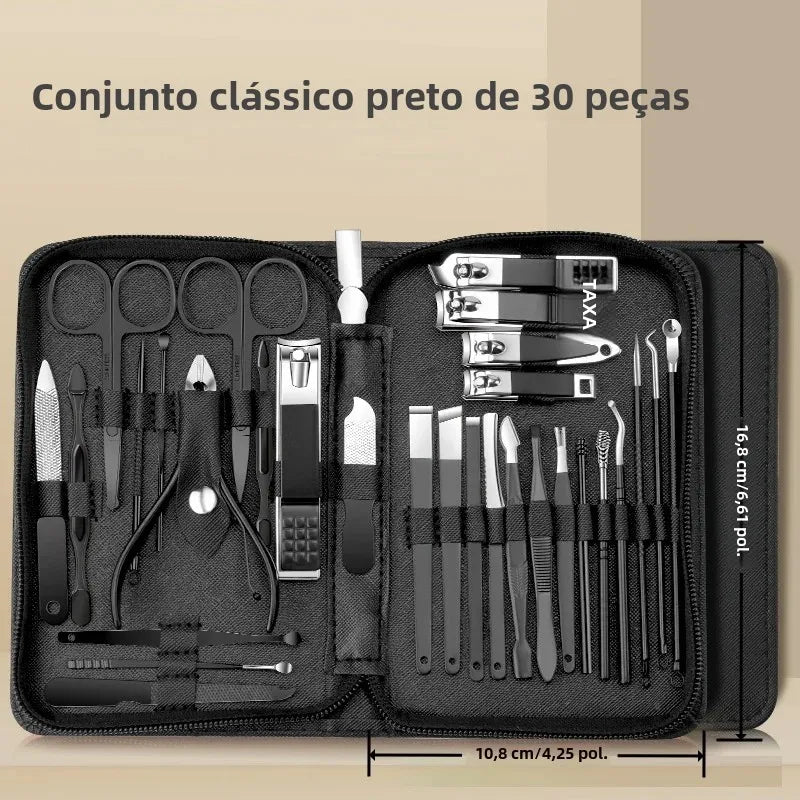 Kit de Manicure e Pedicure Profissional com 30 Peças – Precisão, Estilo e Praticidade