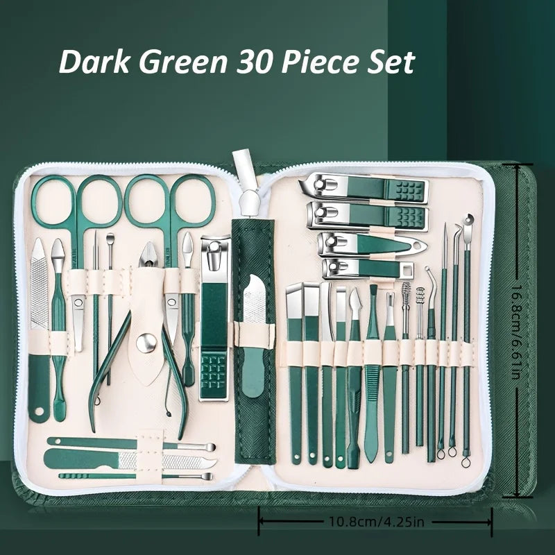 Kit de Manicure e Pedicure Profissional com 30 Peças – Precisão, Estilo e Praticidade