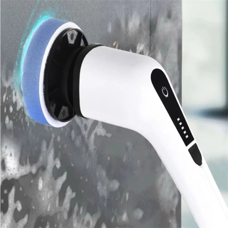Escova Elétrica 9 em 1 – Limpeza Sem Esforço com Cabo Extensível e Cabeças Intercambiáveis