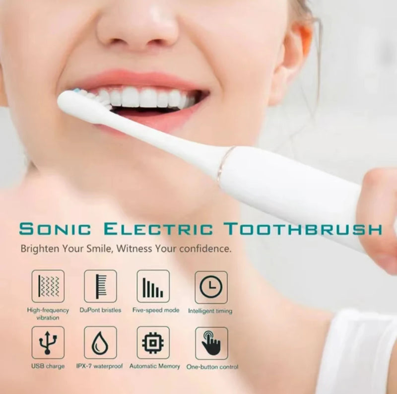 Escova de Dentes Elétrica Sônica Recarregável com 6 Modos e À Prova d’Água!
