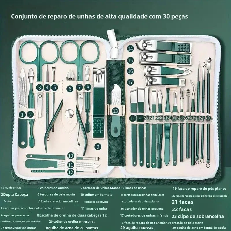 Kit de Manicure e Pedicure Profissional com 30 Peças – Precisão, Estilo e Praticidade
