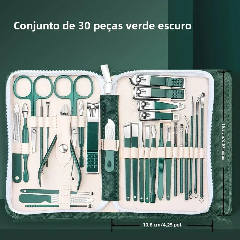 Kit de Manicure e Pedicure Profissional com 30 Peças – Precisão, Estilo e Praticidade