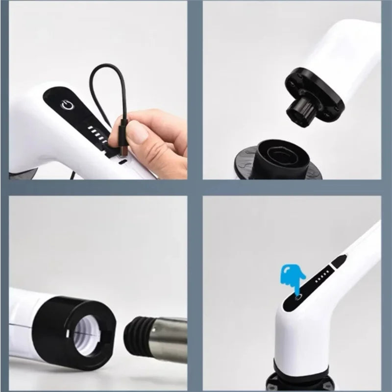 Escova Elétrica 9 em 1 – Limpeza Sem Esforço com Cabo Extensível e Cabeças Intercambiáveis