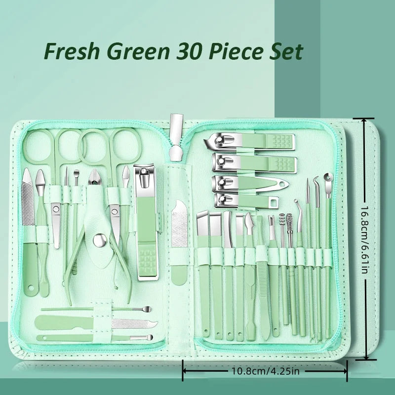 Kit de Manicure e Pedicure Profissional com 30 Peças – Precisão, Estilo e Praticidade
