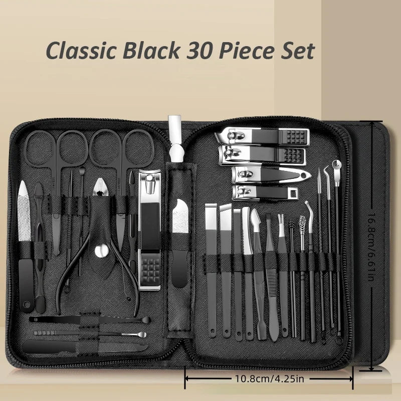 Kit de Manicure e Pedicure Profissional com 30 Peças – Precisão, Estilo e Praticidade
